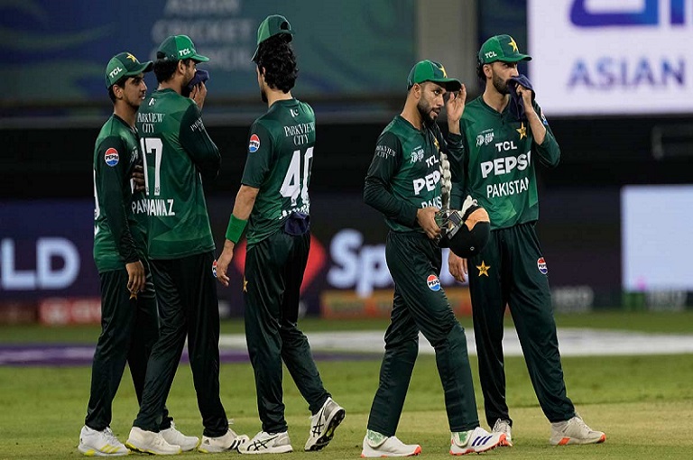 Pakistan players react after their loss in the Asia Cup cricket